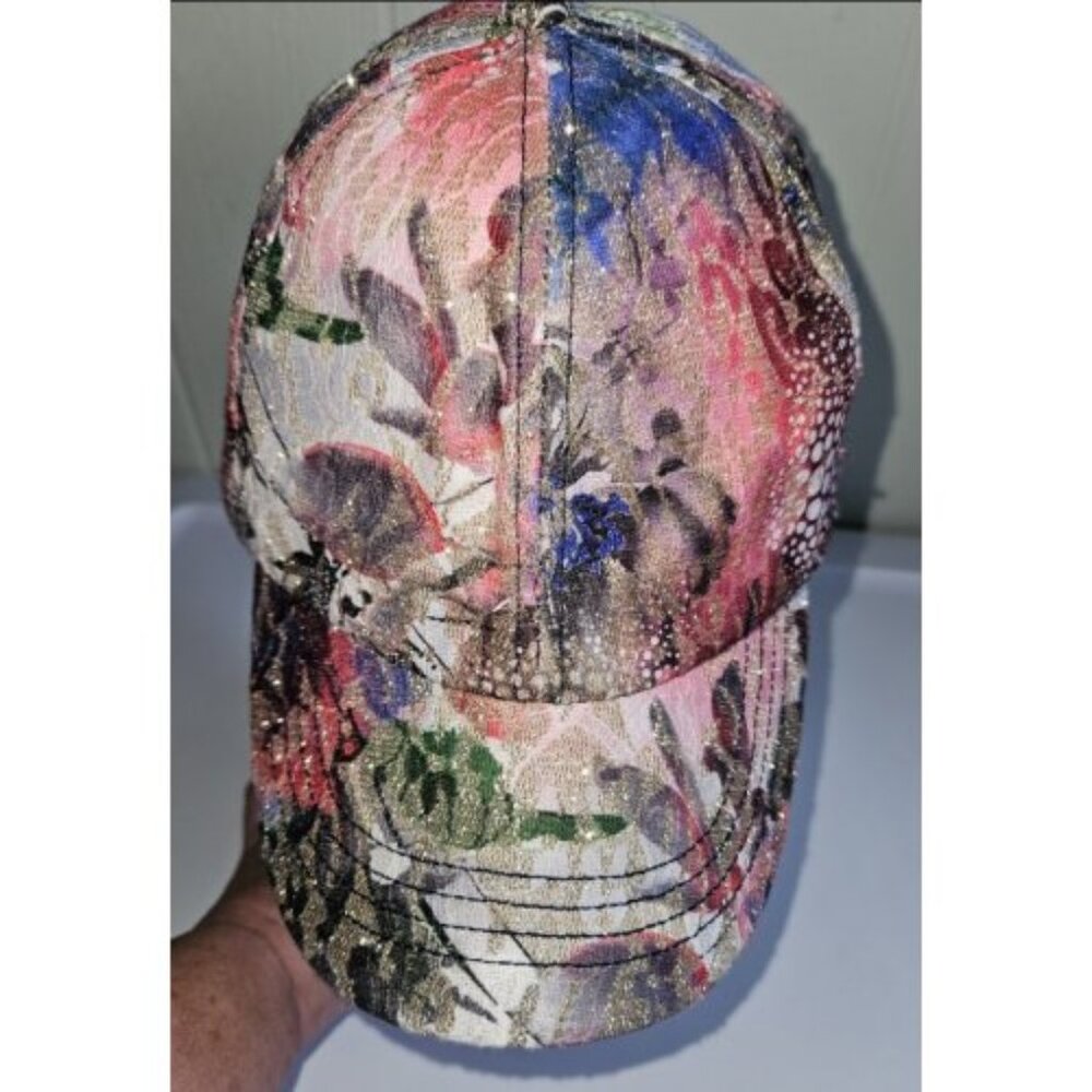 * THE ALABAMA GIRL Sparkly Floral Print Baseball Cap Ladies
